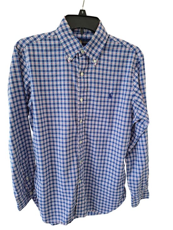 Ralph Lauren Other - Ralph Lauren Men's Blue Plaid Button-Up Shirt Pony Logo Long Sleeve Small Gusset